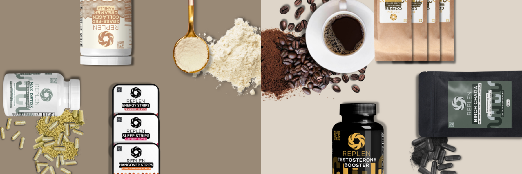 Replean Essentials health and wellness products on a store shelf